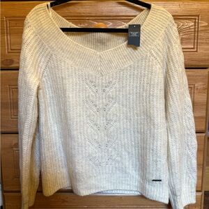 Abercrombie & Fitch Off-the-Shoulder Cream Sweater
